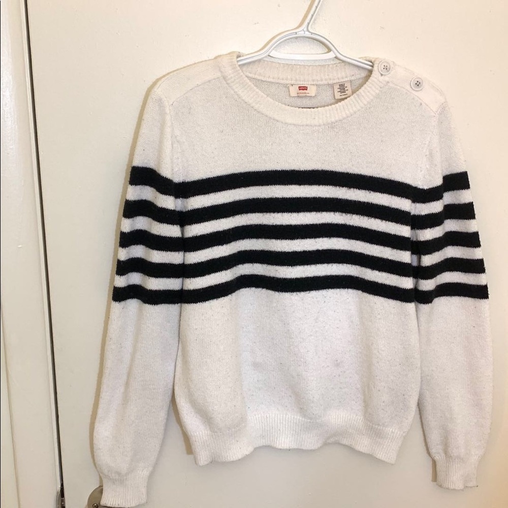 Women Levi’s Black/White striped Button Sweater